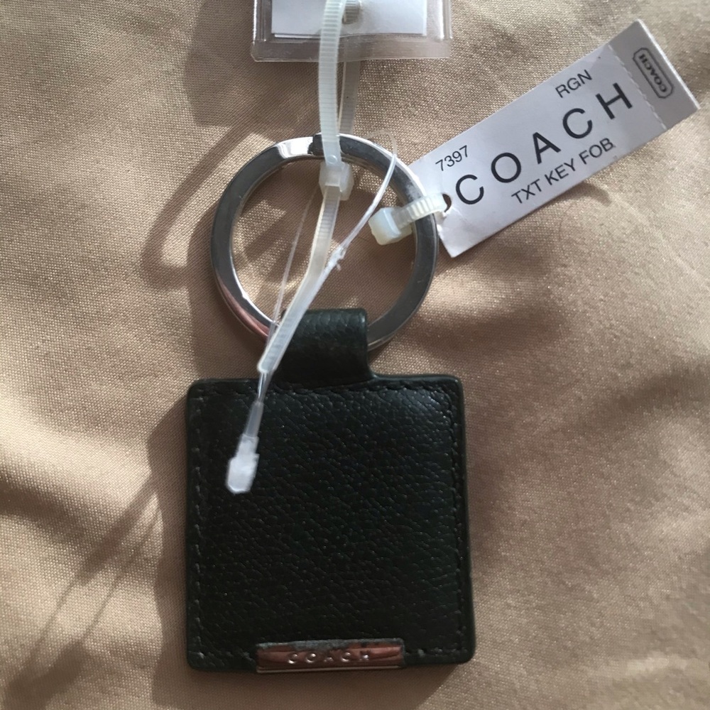 NWT Coach key fob keychain dark green leather